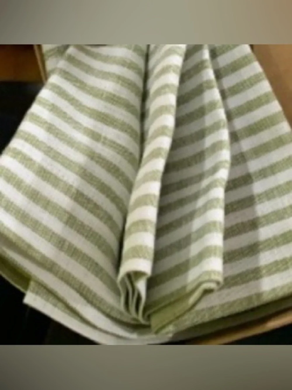 STRIPED PLACEMATS Pure European FLAX LINEN (Set of 4) AVOCADO & WHITE